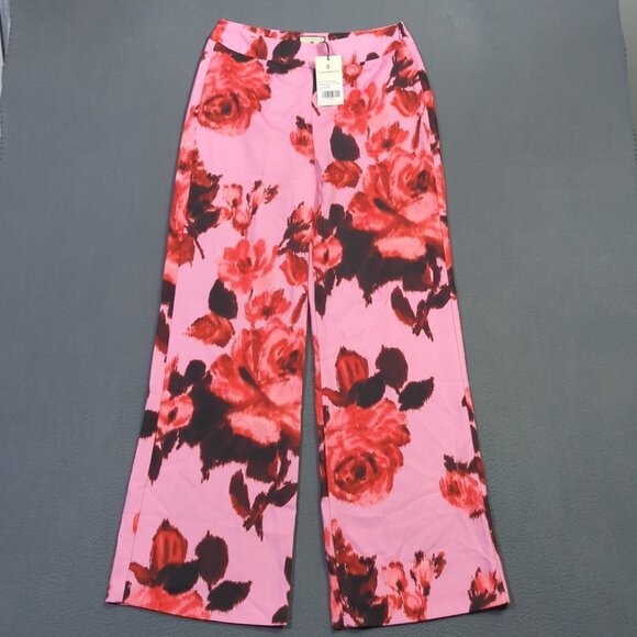 Tuckernuck Pants - Tuckernuck Pants Women's M Pink Floral Cerise Blossom Erin Wide Leg Side Zip NWT